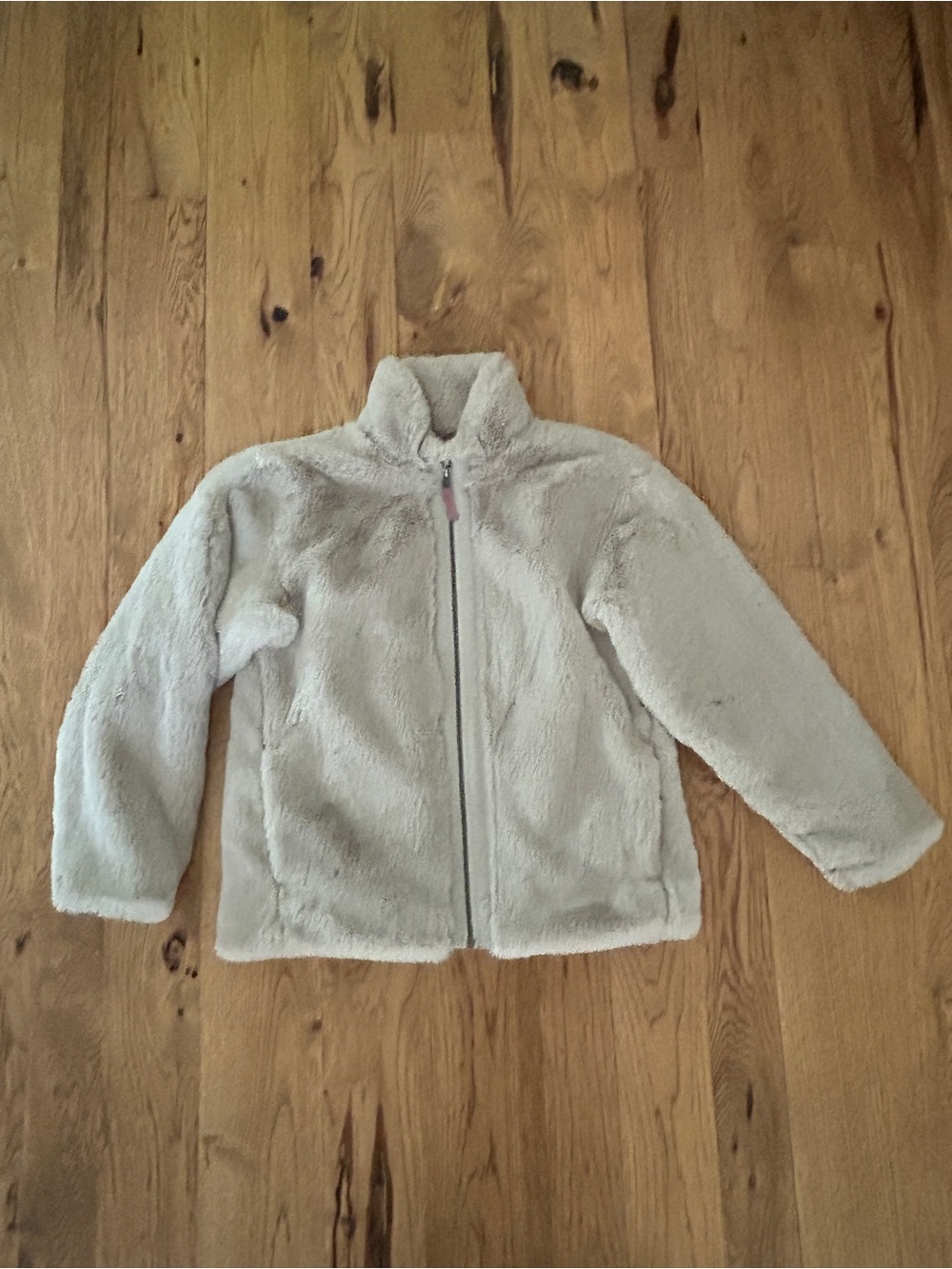 Patagonia Kids Plush Faux Fur Zip Jacket - Light Gray